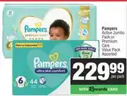 Spar Pampers Active Jumbo Pack Or Premium Care Value Pack Assorted-Per Pack offer