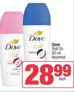 Spar Dove Roll On Assorted-50ml Each offer