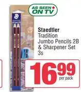 Spar Staedtler Tradition Jumbo Pencils 2B & Sharpener Set-3s Per Pack offer