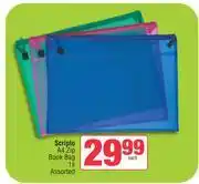 Spar Scripto A4 Zip Book Bag Assorted-Each offer