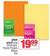 Spar Spar Good Living A4 Bright, Pastel Project Board-10s Per Pack offer