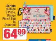 Spar Scripto Fashion 2 Piece, Design Pencil Bag Assorted-1s offer