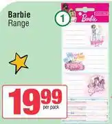 Spar Barbie A4 Book Labels-16s Per Pack offer