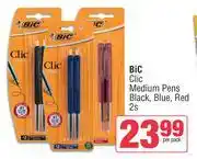 Spar Bic Clic Medium Pens Black, Blue, Red-2s Per Pack offer