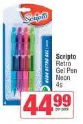 Spar Scripto Retro Gel Pen Neon-4s Per Pack offer