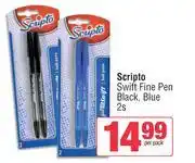 Spar Scripto Swift Fine Pen Black, Blue-2s Per Pack offer