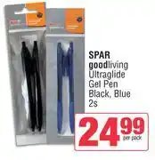 Spar Spar Good Living Ultra Glide Gel Pen Black, Blue-2s Per Pack offer
