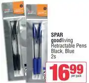 Spar Spar Good Living Retractable Pens Black, Blue-2s Per Pack offer