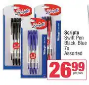 Spar Scripto Swift Pen Black, Blue Assorted-7s Per Pack offer