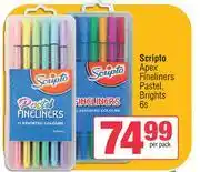 Spar Scripto Apex Fineliners Pastel, Brights-6s Per Pack offer