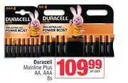 Spar Duracell Mainline Plus AA, AAA-8s Per Pack offer