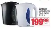 Spar Sunbeam Corded 1.7Ltr Kettle (Black, White)-Each offer