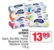 Spar Spar Germex Soap Sport, Sea Mist, Herbal, Bergamot & Lime, Mandarin, Orchid-175gm Each offer