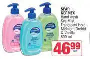 Spar Spar Germex Hand Wash (Sea Mist, Frangipani Herb, Midnight Orchid & Vanilla)-500ml Each offer