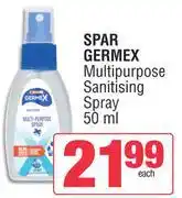 Spar Spar Germex Multipurpose Sanitising Spray-50ml offer