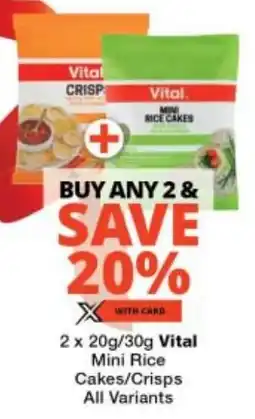 Checkers Vital Mini Rice Cakes/ Crisps All Variants offer