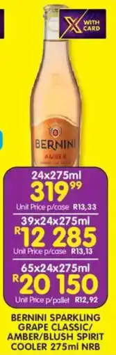 Shoprite Liquor Bernini sparkling grape classic/ amber/ blush spirit cooler nrb offer