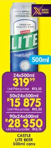 Shoprite Liquor Castle lite beer cans offer