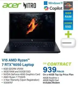 Incredible Connection Acer V15 AMD Ryzen 7 RTX 4050 Laptop offer