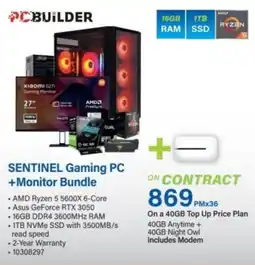 Incredible Connection PCBUILDER Sentinel Gaming PC + Monitor Bundle offer