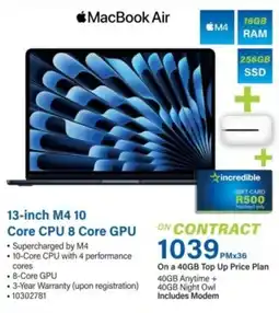 Incredible Connection MacBook Air 13-inch M4 10 Core CPU 8 Core GPU offer