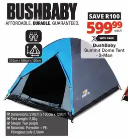 Checkers BushBaby Summit Dome Tent offer