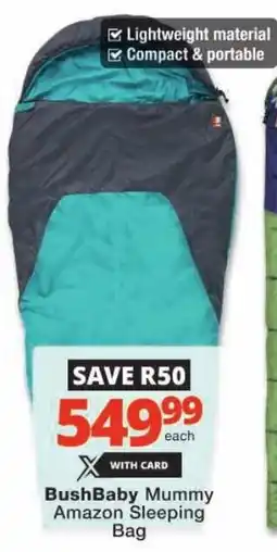 Checkers BushBaby Mummy Amazon Sleeping Bag offer