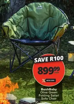 Checkers BushBaby Olive Green Folding Safari Sofa Chair offer