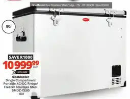 Checkers SnoMaster Single Compartment Portable AC/ DC Fridge/ Freezer Stainless Steel offer