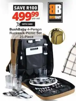 Checkers BushBaby 4-Person Rucksack Picnic Set offer
