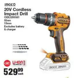 Musica Ingco 20V Cordless Impact Drill offer