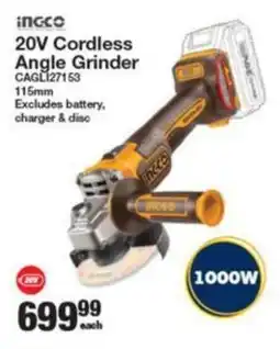 Musica Ingco 20V Cordless Angle Grinder offer