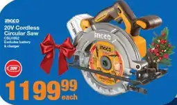 Musica Ingco 20V Cordless Circular Saw offer