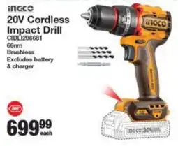 Musica Ingco 20V Cordless Impact Drill offer