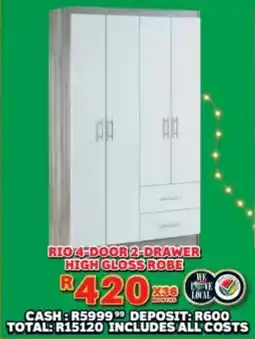 Lewis Rio 4-door 2-drawer high gloss robe offer