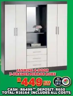 Lewis Jasmine 4-door 3-drawer mirror robe offer