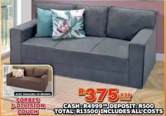 Lewis Forbes 3-division couch offer