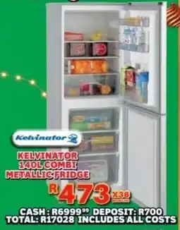 Lewis Kelvinator combi metallic fridge offer