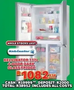 Lewis Kelvinator 4-door dark glass fridge offer
