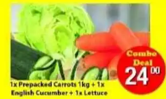 Prepacked Carrots 1kg + 1x English Cucumber + 1x Lettuce