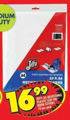Shoprite JIFFY A4 ADJUSTABLE PLASTIC SLIP-ON BOOK COVERS offer