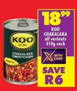 Shoprite KOO CHAKALAKA all variants 410g each offer