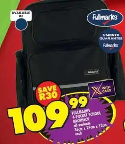 Shoprite FULLMARKS 4-POCKET SCHOOL BACKPACK offer