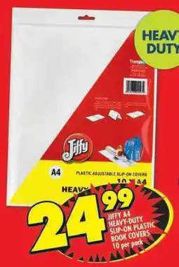 Shoprite JIFFY A4 HEAVY-DUTY SLIP-ON PLASTIC BOOK COVERS offer