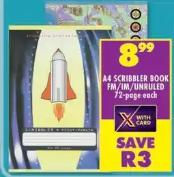 Shoprite A4 SCRIBBLER BOOK FM/IM/UNRULED offer