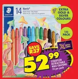 Shoprite STAEDTLER RETRACTABLE WAX CRAYONS 14 per pack offer