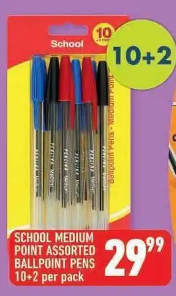 Shoprite SCHOOL MEDIUM POINT ASSORTED BALLPOINT PENS offer