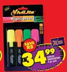 Shoprite VIVILITE HIGHLIGHTERS 4 per pack offer