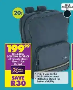 Shoprite FULLMARKS 2-DIVISION BACKPACK offer