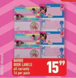 Shoprite BARBIE BOOK LABELS offer